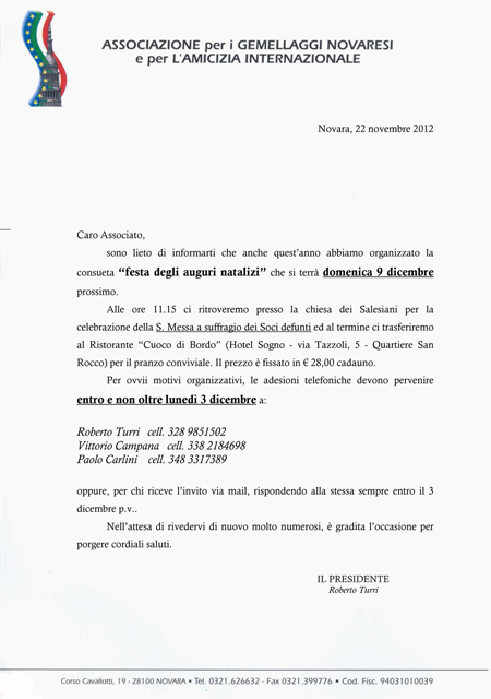 Lettera di invito